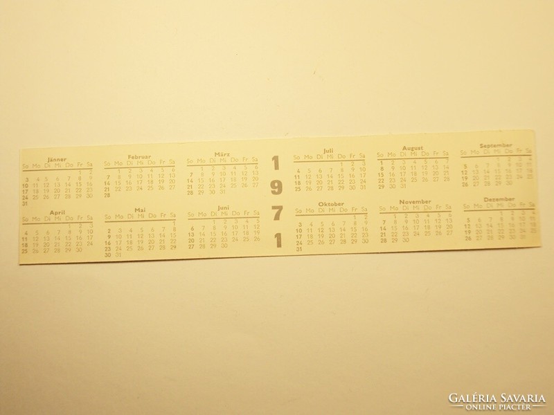 Régi retro naptár könyvjelző 1970-1971-es évből