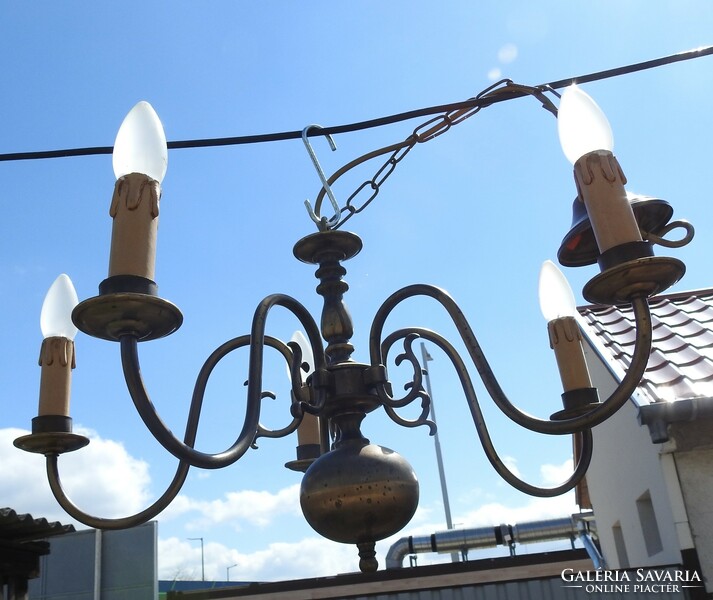 Flemish copper 5-branch chandelier