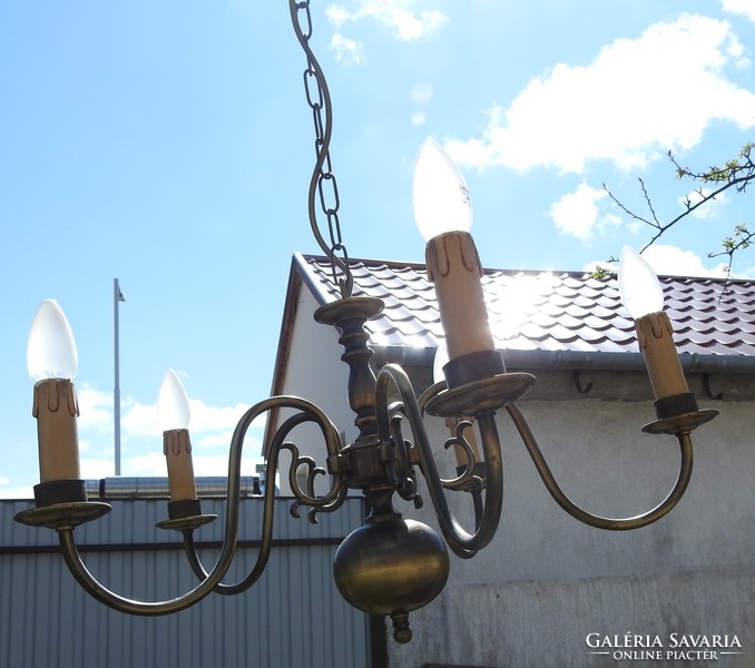 Flemish copper 5-branch chandelier