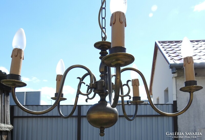 Flemish copper 5-branch chandelier