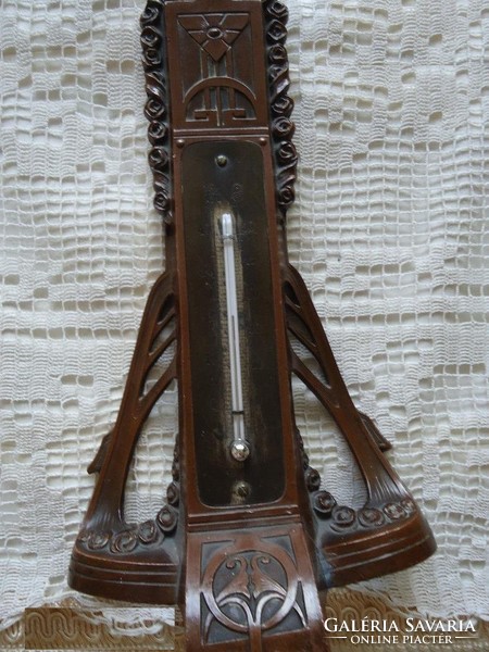 Art Nouveau patinated bronze thermometer Celsius Réaumur degrees