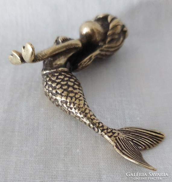 Miniature brass mermaid figure