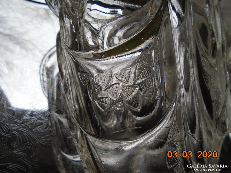 Antique embossed thick-walled hollow cast heavy glass vase