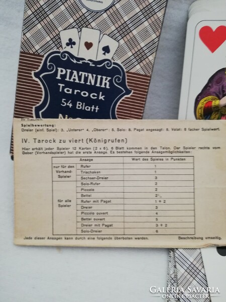 Vintage Piatnik Tarock kártya dobozában