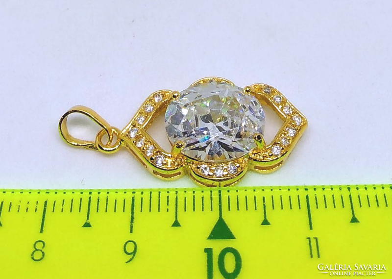 Gold-filled faceted white cz crystal pendant