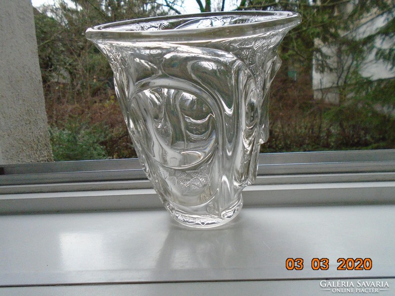 Antique embossed thick-walled hollow cast heavy glass vase