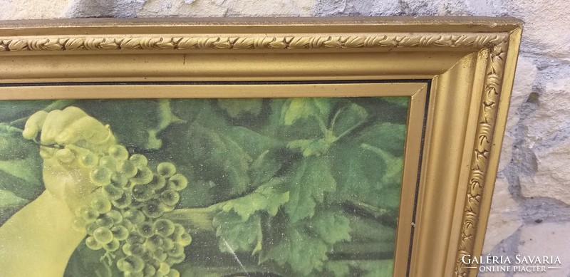 Brjullov "Itáliai délidő" szovjét nyomat reprodukció kép aranyozott fa keretben 57 x 67 cm