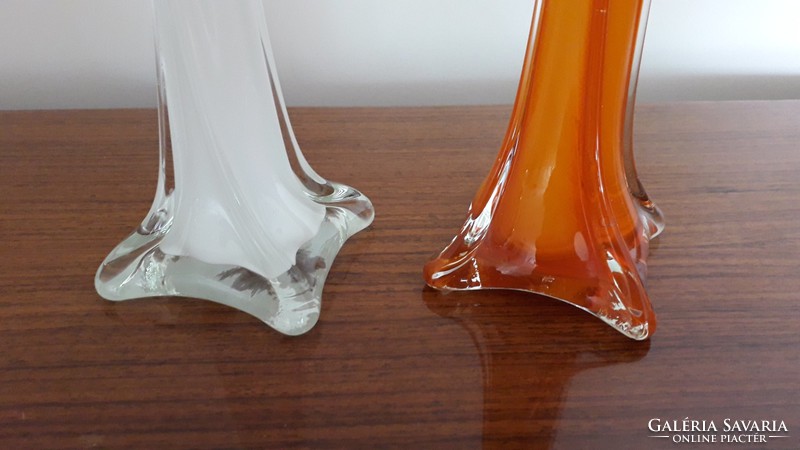 Retro glass vase old color white orange glass vase 2 pcs