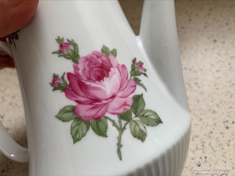 Német rózsás porcelán rózsás kávés készlet, 5 személyes, vitrin állapot