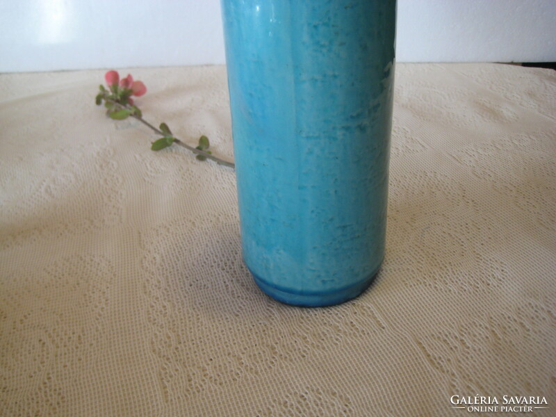 Zsolnay blue cigar or cylinder vase, Turkish j. Design retro 7.3 x 24 cm