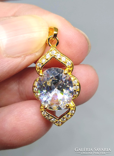 Gold-filled faceted white cz crystal pendant