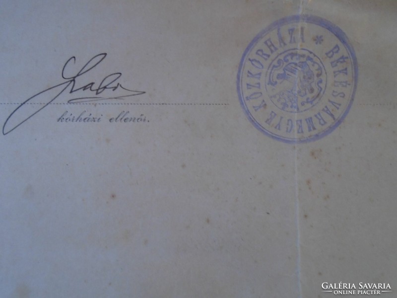 Za433.5 Official receipt Gyula - 40 crowns medical treatment - Békés county public hospital 1909