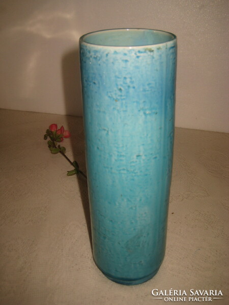 Zsolnay blue cigar or cylinder vase, Turkish j. Design retro 7.3 x 24 cm