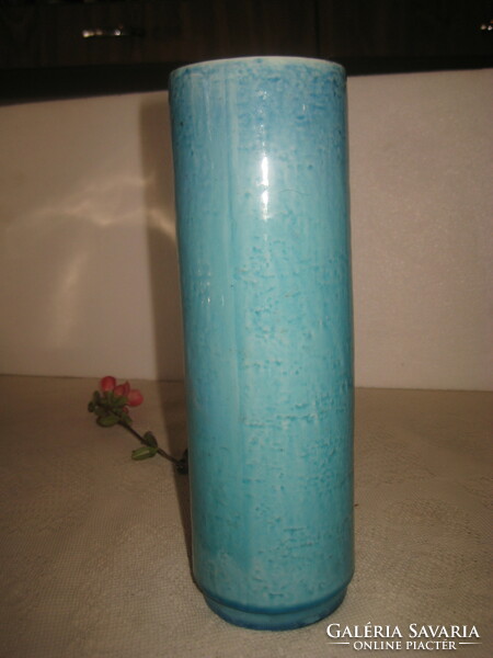 Zsolnay blue cigar or cylinder vase, Turkish j. Design retro 7.3 x 24 cm