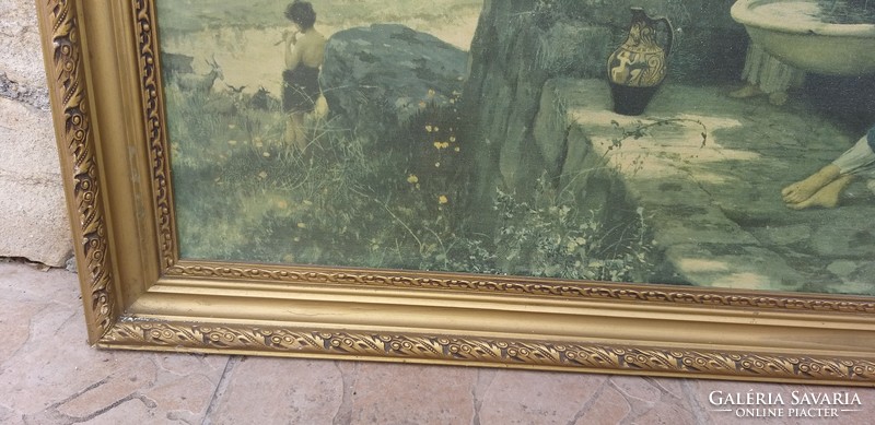 Szovjét nyomat kép aranyozott fa keretben 75 x 55 cm