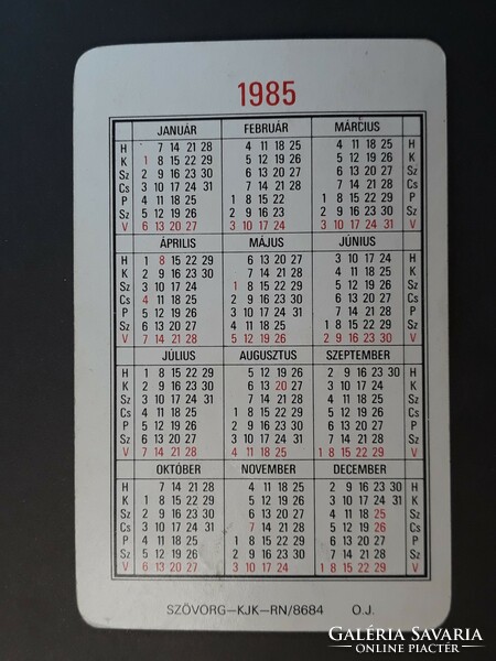 Old card calendar 1985 - retro calendar