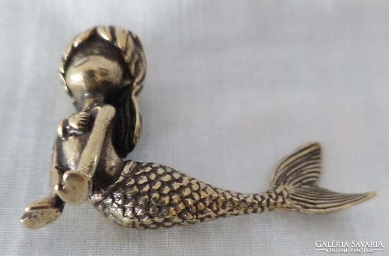 Miniature brass mermaid figure