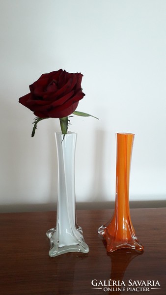 Retro glass vase old color white orange glass vase 2 pcs