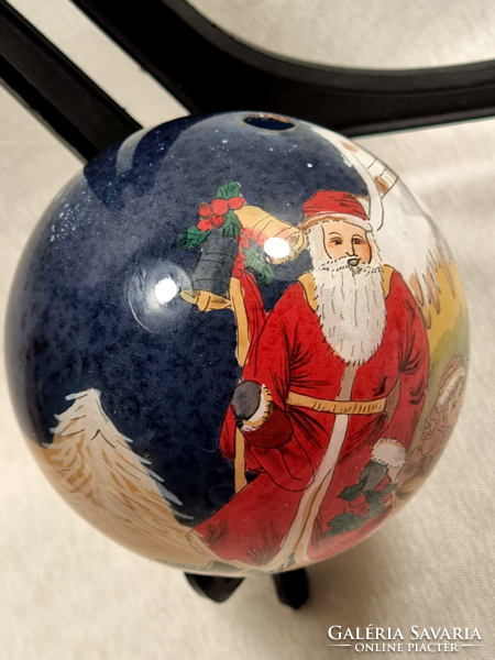 Inside painted / Christmas / blown glass globe, the work of an unknown manufactory.