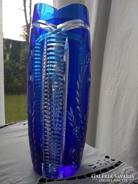 Old thistle blue crystal vase