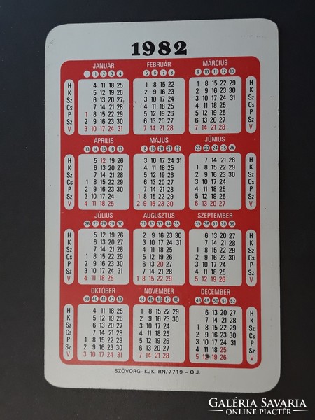 Old card calendar 1982 - with afés industrial article inscription - retro calendar