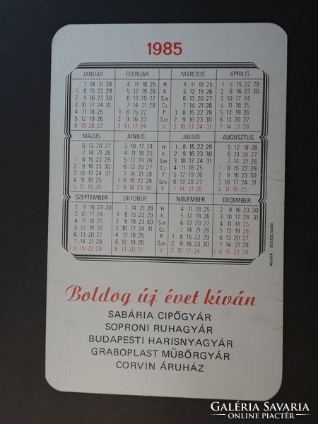 Old card calendar 1985 - with penguin inscription - retro calendar