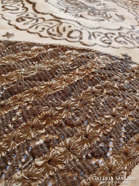 Antique Turkish metal fiber embroidery, turn of the 20th century