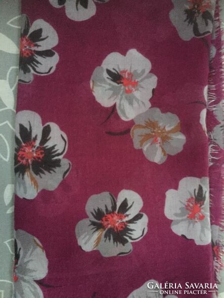Huge burgundy scarf with flower pattern, fashion scarf