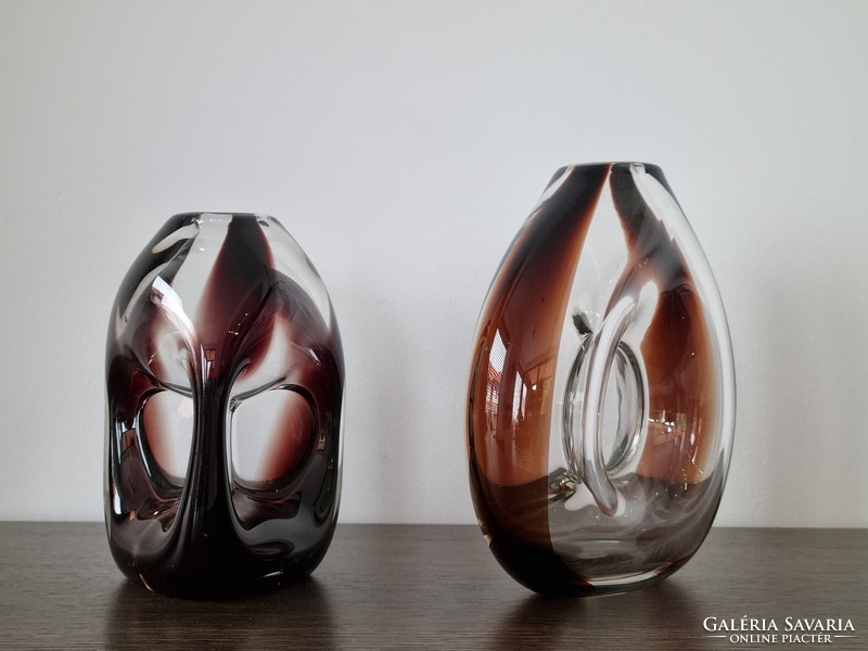 Vintage Czech design glass vase - artistic glasswork with a special shape