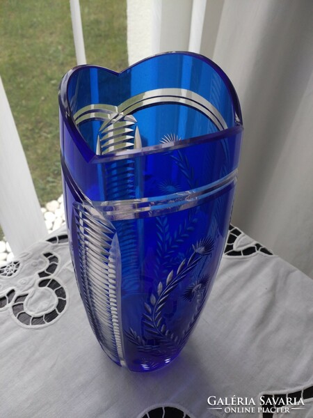 Régi Thistle kék színű kristály váza