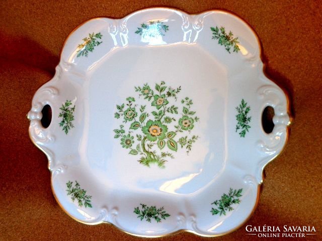 Alt tirschenreuth green floral large porcelain bowl with gold rim