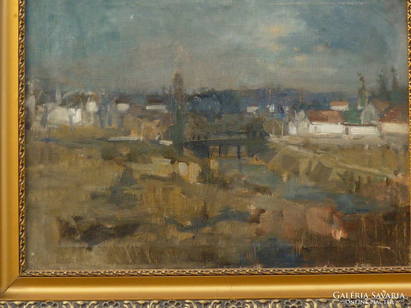 József Vati, winner of the Münkacsy Award for sale: oil canvas, gallery painting titled landscape