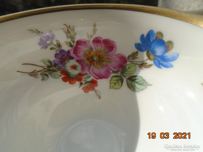 1940 Maria Theresia breakfast table with unique hand-painted Meissen floral designs, opulent gilding