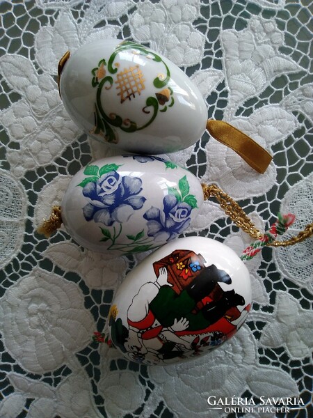 Easter porcelain eggs with a unique pattern in a larger size, with a hanger.