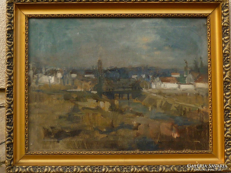 József Vati, winner of the Münkacsy Award for sale: oil canvas, gallery painting titled landscape