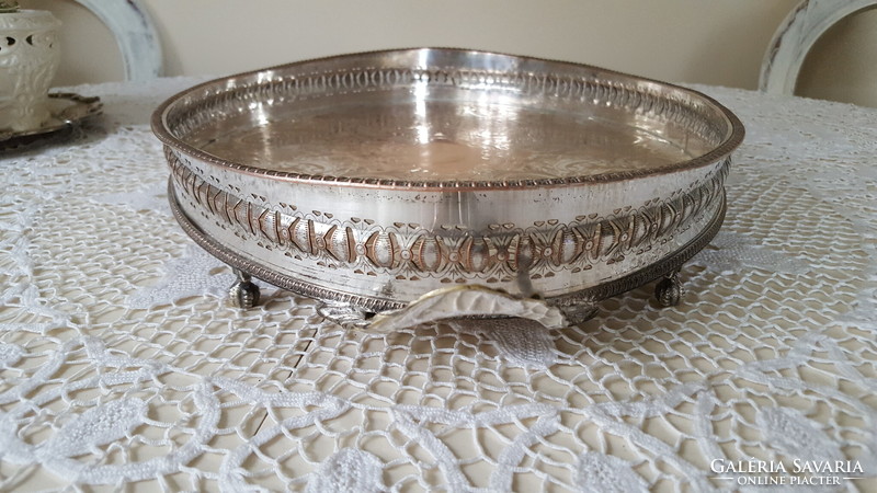 Antique silver-plated, chiseled oval tray 45 cm.