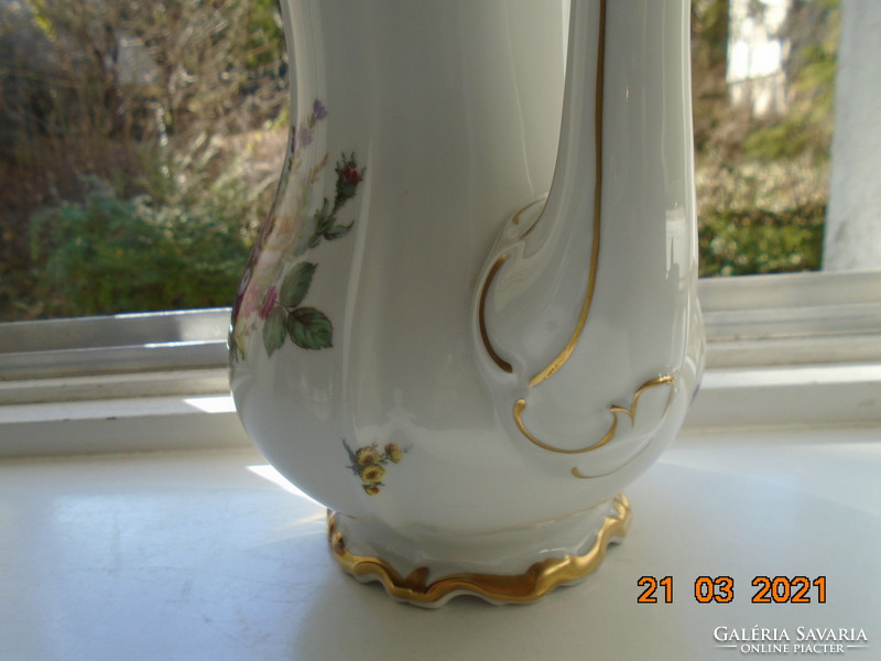 1940 Maria Theresia Pourer with unique hand painted Meissen floral designs, opulent gilding