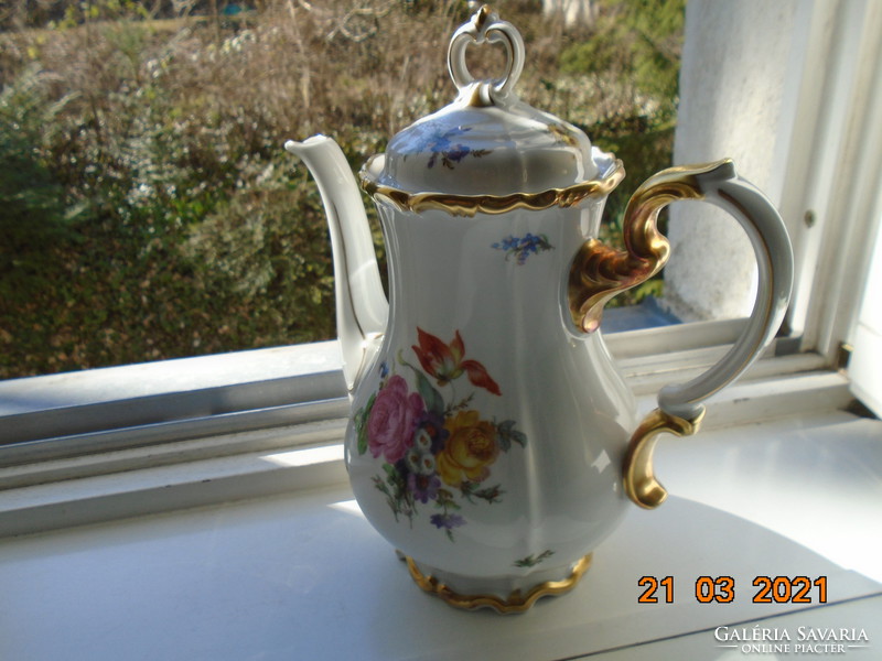 1940 Maria Theresia Pourer with unique hand painted Meissen floral designs, opulent gilding