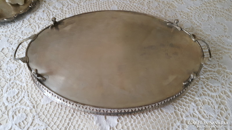 Antique silver-plated, chiseled oval tray 45 cm.