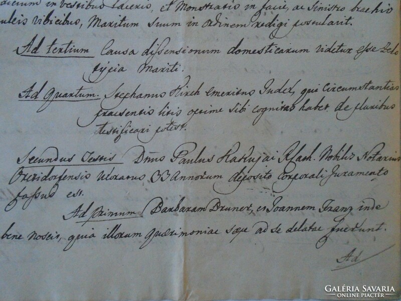 Za434.5 Old document - Orczyfalva (between two and half and Vinga) Barbara Bruner - Újbesenyő 1822 divorce case