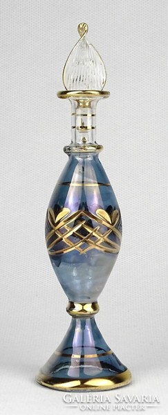 1M562 old blown glass gilded purple perfume bottle 14.8 Cm