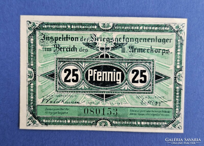 Német hadifogolytábori bankjegy lot 1917 Havelberg UNC (4db)