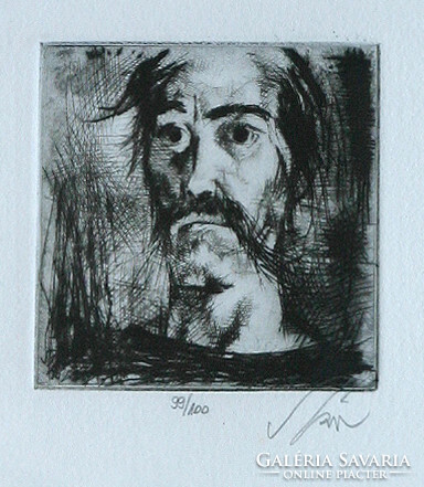 Szász Endre (1926-2003) A csónakos - kerettel: 36x26 cm kép mérete: 9x9 cm
