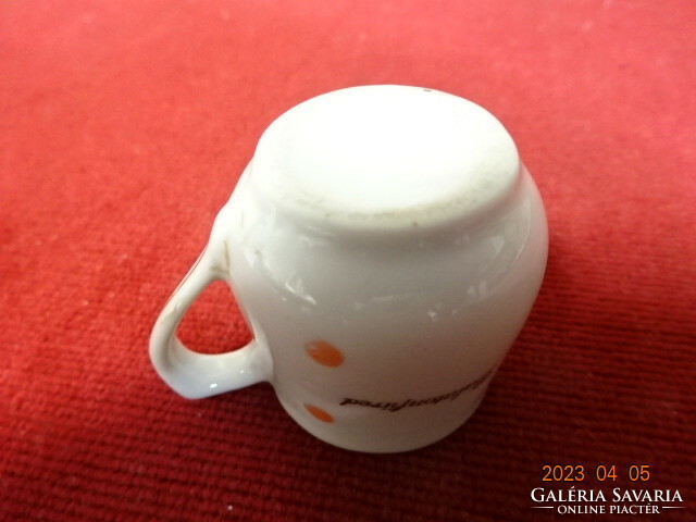 Hungarian porcelain, mini polka dot mug, souvenir from Balatonfüred. Jokai.