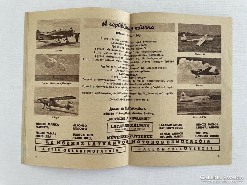 1954. Repülőnap műsorfüzet, 1954. július 25. - retro, vintage repüléssel kapcsolatos kiadvány