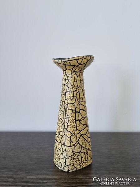 Collector's art ceramic vase with cracked matte glaze