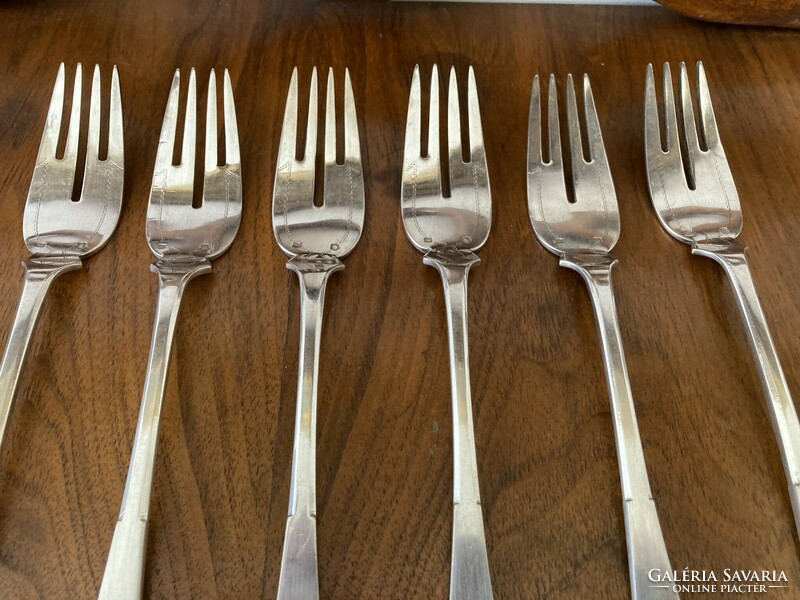 A curiosity! Silver fish fork set/set - 6 pcs