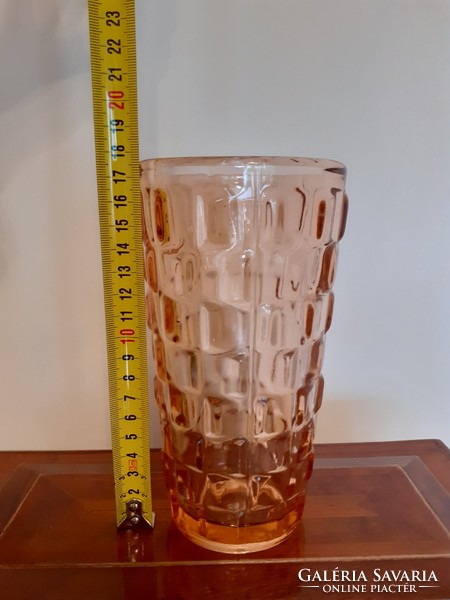 Retro üvegváza régi rózsaszín váza
