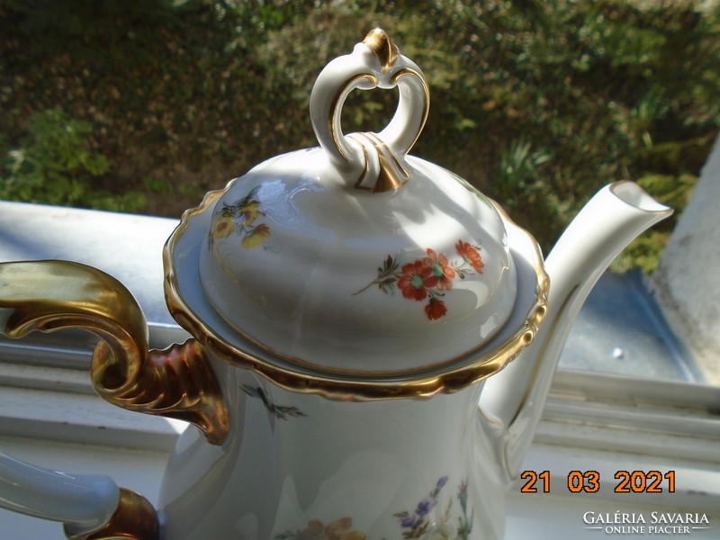 1940 Maria Theresia Pourer with unique hand painted Meissen floral designs, opulent gilding