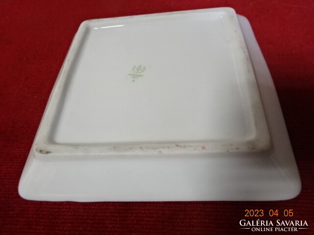 Hollóháza porcelain cake plate, size 13.7 x 13.7 cm. Jokai.
